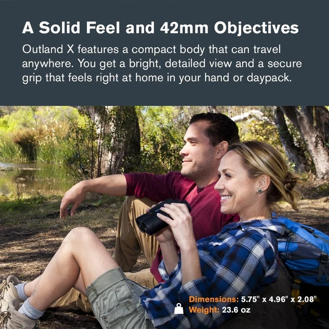 Alt view image 2 of 7 - Outland X 10x42 Binoculars for Wildlife & Hunting Built for the Outdoors, Rugged Rubber-Armored Body, Waterproof, BaK-4 Prisms, Multi-Coated Optics, Bright, Clear Views