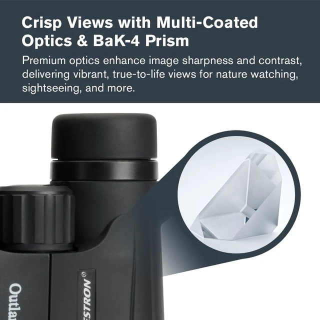 Alt view image 4 of 7 - Outland X 10x42 Binoculars for Wildlife & Hunting Built for the Outdoors, Rugged Rubber-Armored Body, Waterproof, BaK-4 Prisms, Multi-Coated Optics, Bright, Clear Views