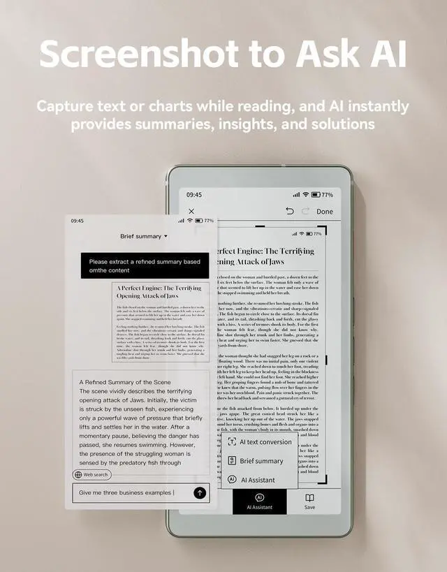 Alt view image 4 of 6 - 6.13'' Carta1300 AiPaper Reader with 4G Connectivity, Ultra-Thin & Light E Ink eReader Device, AI Integrated, 300PPI, Adjustable Front Light, 128GB Storage