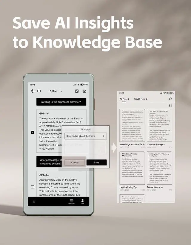 Alt view image 6 of 6 - 6.13'' Carta1300 AiPaper Reader with 4G Connectivity, Ultra-Thin & Light E Ink eReader Device, AI Integrated, 300PPI, Adjustable Front Light, 128GB Storage