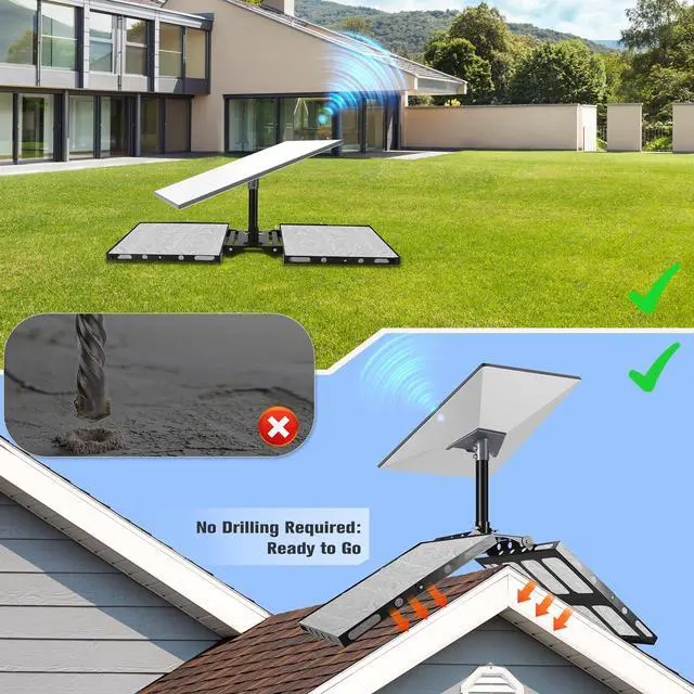 Alt view image 4 of 6 - Gen 3 Starlink Roof Mount, Starlink Roof Ridge Mount for Starlink Standard 4/4X/Gen 3, Adjustable Angle Starlink Mounting Kit, No Drilling Required