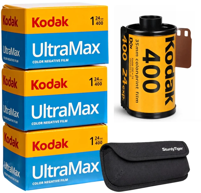 Main image of Kodak Ultramax 400 35mm Film Roll 24 Exp 3 Rolls with Sturdy Tiger Case