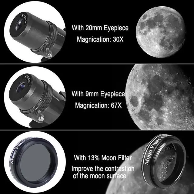 Alt view image 2 of 7 - Telescope for Adults High Powered, 80mm Aperture 600mm AZ Mount Refractor Telescope for Kids Beginners - Portable Telescopes for Adults Astronomy with Backpack, Phone Adapter, Moon Filter