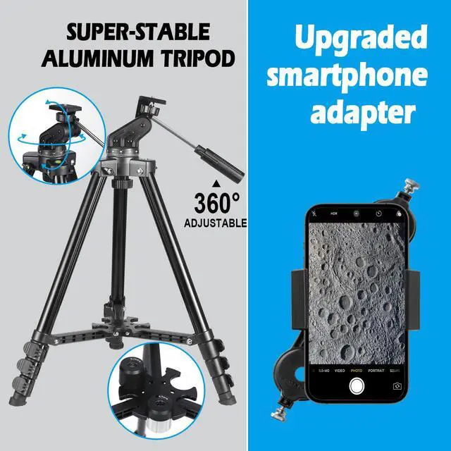 Alt view image 3 of 7 - Telescope for Adults High Powered, 80mm Aperture 600mm AZ Mount Refractor Telescope for Kids Beginners - Portable Telescopes for Adults Astronomy with Backpack, Phone Adapter, Moon Filter