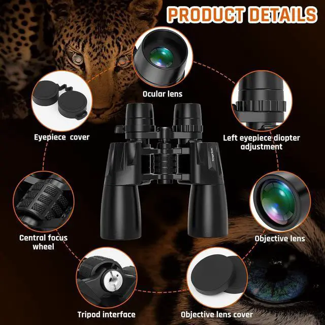 Alt view image 7 of 7 - 10-30x50 Zoom Binoculars for Adults High Powered | HD Optics,Waterproof, Fogproof,Military,Bird Watching,Traveling Concerts,Large View,BAK4,FMC Lens,Clear Low Light Vision