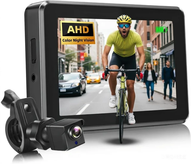 Main image of Ebike Rear View Camera with Night Vision & 110° Wide Angle Bicycle Rear View Camera for E-Bikes, MTB, Road Bikes, Plug and Play, Fits Handlebar Diameter 18-42 mm