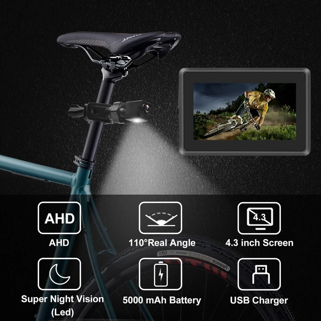Alt view image 2 of 7 - Ebike Rear View Camera with Night Vision & 110° Wide Angle Bicycle Rear View Camera for E-Bikes, MTB, Road Bikes, Plug and Play, Fits Handlebar Diameter 18-42 mm