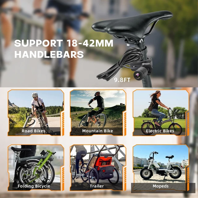 Alt view image 7 of 7 - Ebike Rear View Camera with Night Vision & 110° Wide Angle Bicycle Rear View Camera for E-Bikes, MTB, Road Bikes, Plug and Play, Fits Handlebar Diameter 18-42 mm