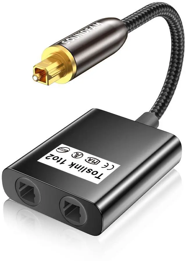 Main image of Optical Audio Splitter 1 in to 2 Out Toslink Splitter Optical Adapter Ideal for Home Theatre and More-Black