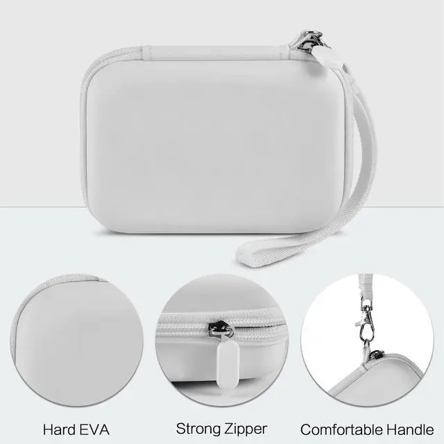 Alt view image 2 of 7 - Case for Canon Ivy 2 / CLIQ+2/ CLIQ 2/ for KODAK Step Mini Photo Printer | Hard-shell EVA case, Zippered Mesh Pocket Fits Photo Paper & Cable, Securing Straps, Detachable Handle, Case Only, White