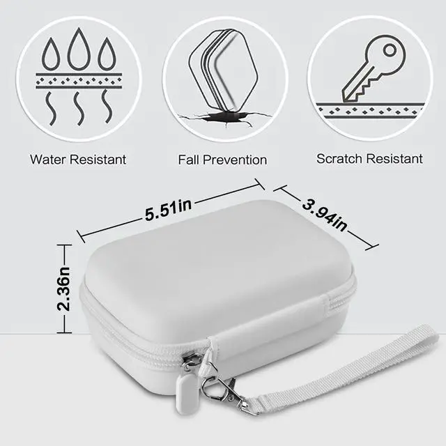 Alt view image 4 of 7 - Case for Canon Ivy 2 / CLIQ+2/ CLIQ 2/ for KODAK Step Mini Photo Printer | Hard-shell EVA case, Zippered Mesh Pocket Fits Photo Paper & Cable, Securing Straps, Detachable Handle, Case Only, White