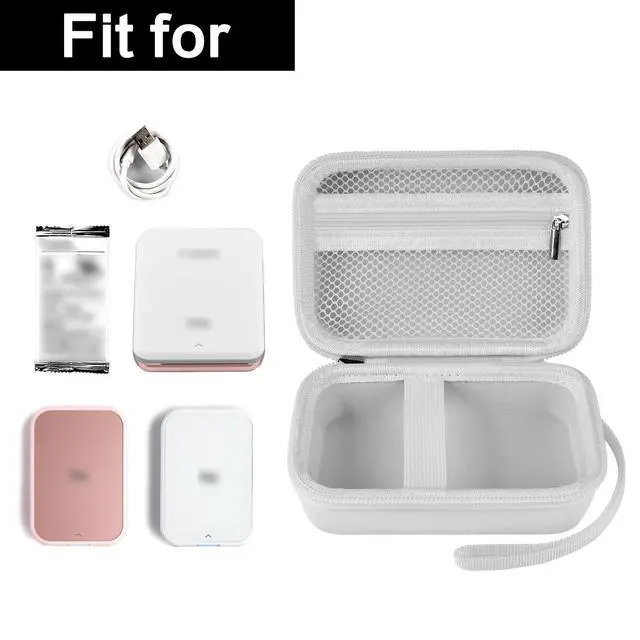 Alt view image 5 of 7 - Case for Canon Ivy 2 / CLIQ+2/ CLIQ 2/ for KODAK Step Mini Photo Printer | Hard-shell EVA case, Zippered Mesh Pocket Fits Photo Paper & Cable, Securing Straps, Detachable Handle, Case Only, White