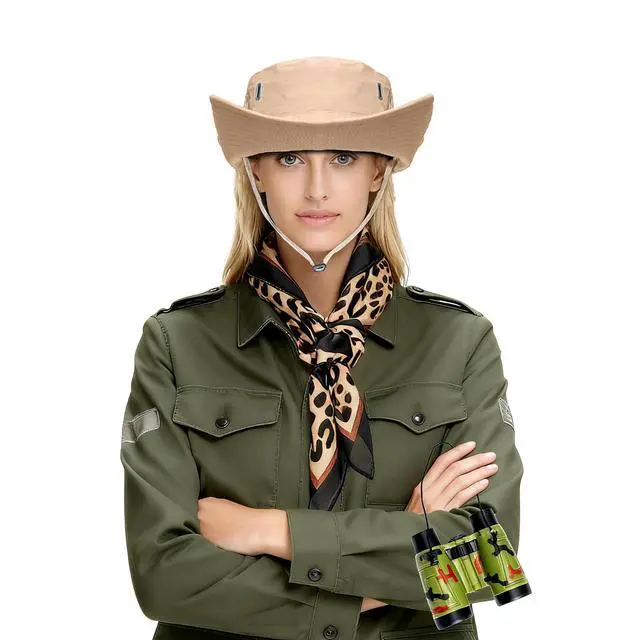 Alt view image 2 of 6 - Safari Adventure Set with Binoculars, Sun Hat, and Wild Animal Print Scarf