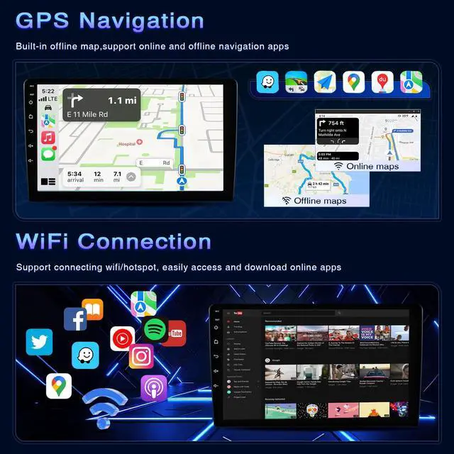 Alt view image 5 of 6 - Car Radio for Nissan Rogue MK2 X-Trail Qashqai 2014 2015 2016 2017-2019 | Car Stereo with Wireless Carplay Android Auto Bluetooth Touch Screen with WiFi FM GPS SWC