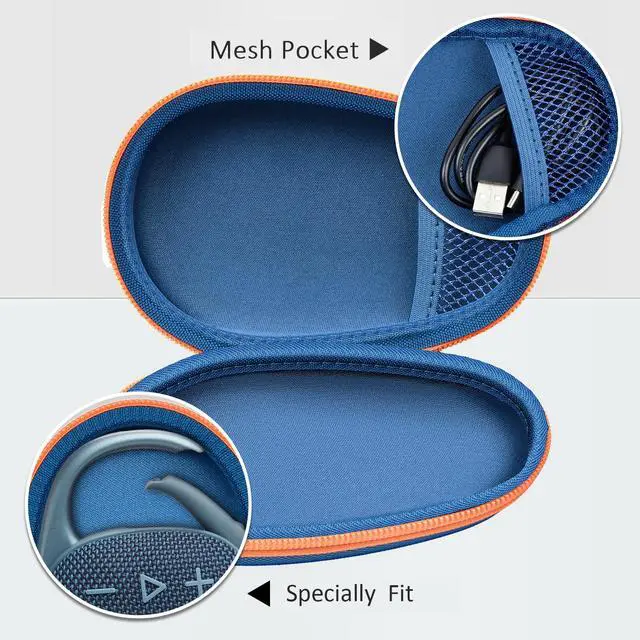 Alt view image 5 of 7 - Carrying Case for JBL Clip 5 and for JBL Clip 4 Speaker | Shock-Absorbing Shell, Mesh Pocket, Carabiner and Wrist Strap Keep Speaker Gear Protected and Ready to Go, Blue, Case Only