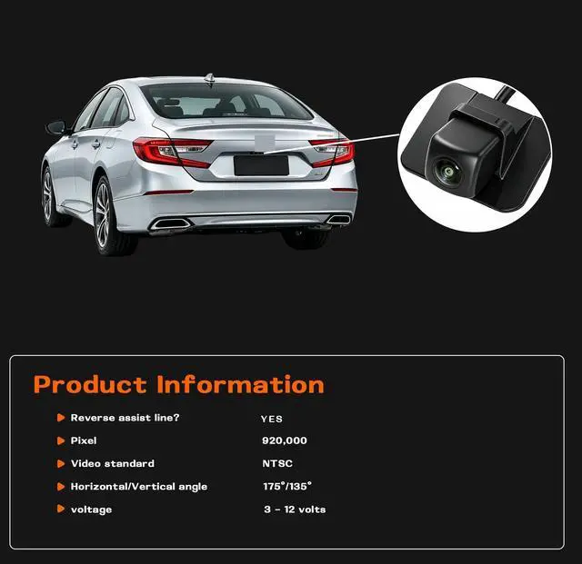 Alt view image 3 of 7 - Rear View Backup Camera Parking Assist Camera Compatible with Honda Accord Sedan EX-L 2014 2015 2016 2017#39530-T2A-A21 39530-T2A-A31 39530-T2A-U110-M2 590-440