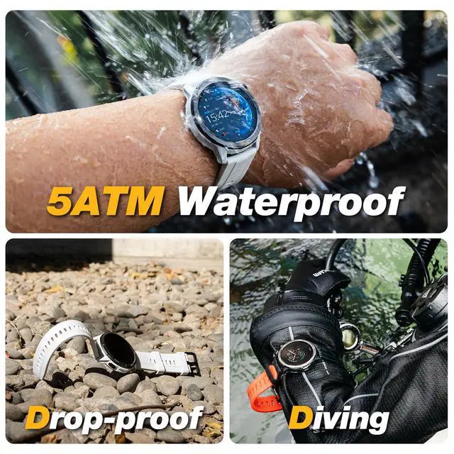 Alt view image 2 of 7 - Legion Rugged Smart Watch, 5ATM Waterproof, Shockproof & Drop-Proof | 100+ Sports Modes, Bluetooth Calling, Compass, Barometer & Altimeter, 1.43 AMOLED Display, Heart Rate & Sleep Tracking