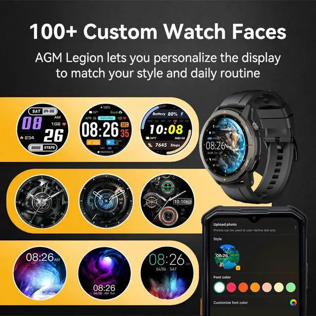 Alt view image 7 of 7 - Legion Rugged Smart Watch, 5ATM Waterproof, Shockproof & Drop-Proof | 100+ Sports Modes, Bluetooth Calling, Compass, Barometer & Altimeter, 1.43 AMOLED Display, Heart Rate & Sleep Tracking