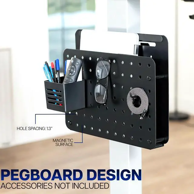 Alt view image 6 of 7 - Steel Clamp-on Desk Leg Laptop Mount Holder, 14 x 11 inch Magnetic Peg Board, Desk Accessory Organizer, Black, Mount-LHS1