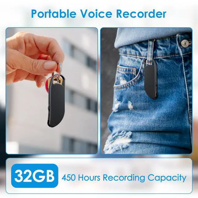 Alt view image 2 of 6 - Digital Voice Recorder, 32GB (2450Hours) HD Clear Recording Device | AI-Intelligent Noise Reduction, Portable, 30Hrs Battery, Voice Activated, One-Touch, USB C, Meeting Lecture Class Interview
