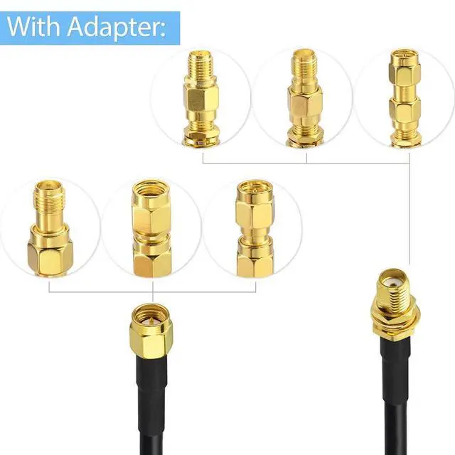 Alt view image 5 of 7 - SMA Male to SMA Female RG58 Coaxial Cable 25ft + 5pcs Adapter KIT | 50 Ohm Coax for Router Antenna ignal Enhancer Wireless Adapter etc
