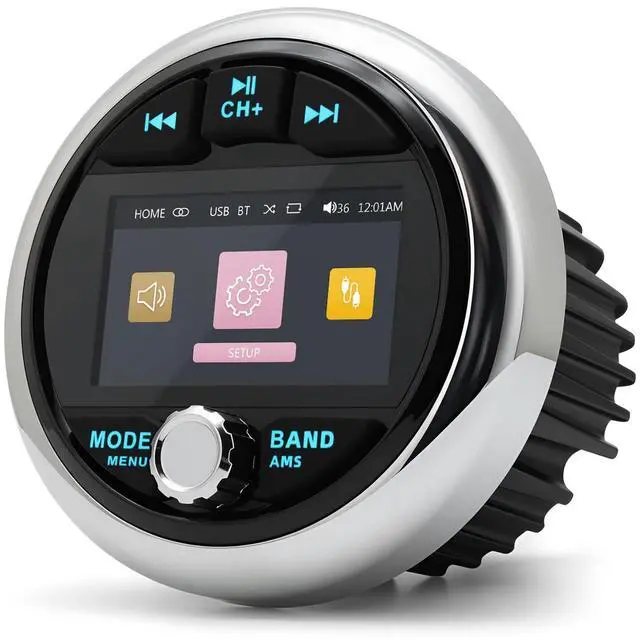Main image of Marine Boat Stereo Gauge Receiver - Audio Systems, 3 Inch Video Playback, Wireless Connection, AM/FM, USB Port, AUX, No CD DVD Player, MP5 Player Radio Receiver