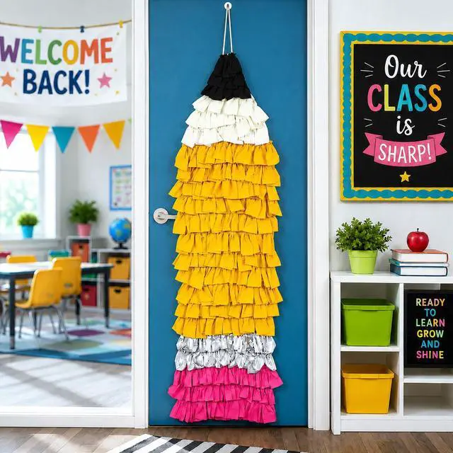 Main image of 4.3ft Classroom Pencil Wall Hanging Fringe Back to School Decoration Reusable Giant Pencil Hanging Streamer Backdrop Photo Prop Decor for Preschool Kindergarten Birthday Party Decorations Supplies