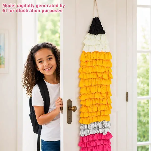 Alt view image 3 of 7 - 4.3ft Classroom Pencil Wall Hanging Fringe Back to School Decoration Reusable Giant Pencil Hanging Streamer Backdrop Photo Prop Decor for Preschool Kindergarten Birthday Party Decorations Supplies