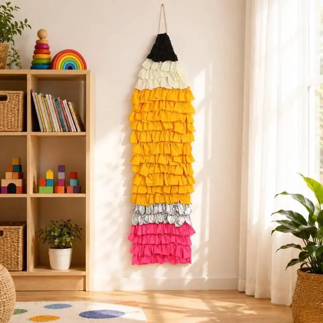 Alt view image 7 of 7 - 4.3ft Classroom Pencil Wall Hanging Fringe Back to School Decoration Reusable Giant Pencil Hanging Streamer Backdrop Photo Prop Decor for Preschool Kindergarten Birthday Party Decorations Supplies