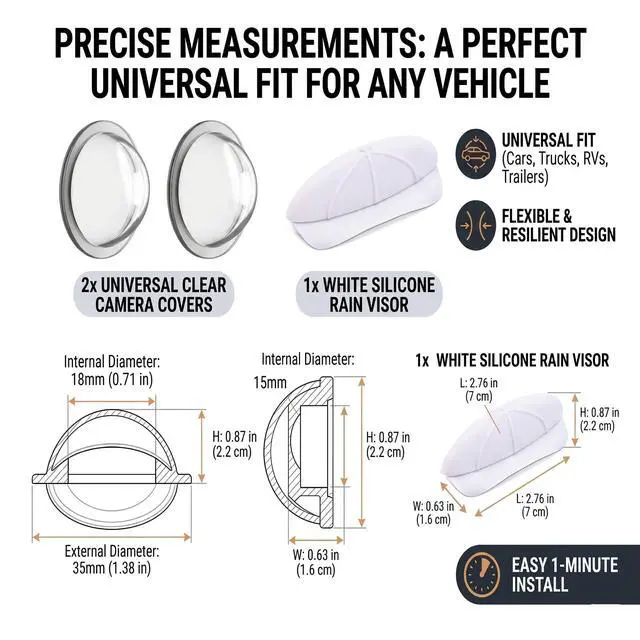 Alt view image 3 of 6 - Universal Backup Camera Rain Cover and Sun Visor, Flexible Silicone Rear View Lens Protector Shield for Cars, Trucks & SUVs, Reduces Sun Glare & Water Drops (White)