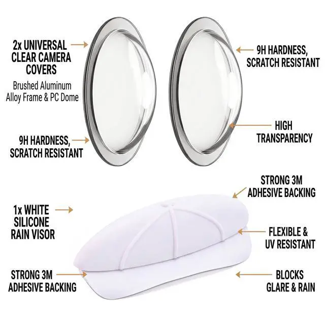 Alt view image 4 of 6 - Universal Backup Camera Rain Cover and Sun Visor, Flexible Silicone Rear View Lens Protector Shield for Cars, Trucks & SUVs, Reduces Sun Glare & Water Drops (White)
