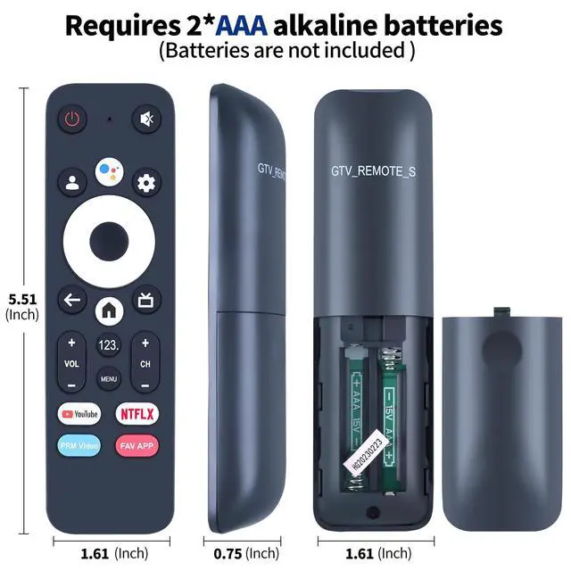 Alt view image 7 of 7 - GTV-Remote-S Replacement Remote Control for Element Google TV Streaming Media Player, Voice Search, Compatible Models E650AE65G E650AE55G E450AD70G etc