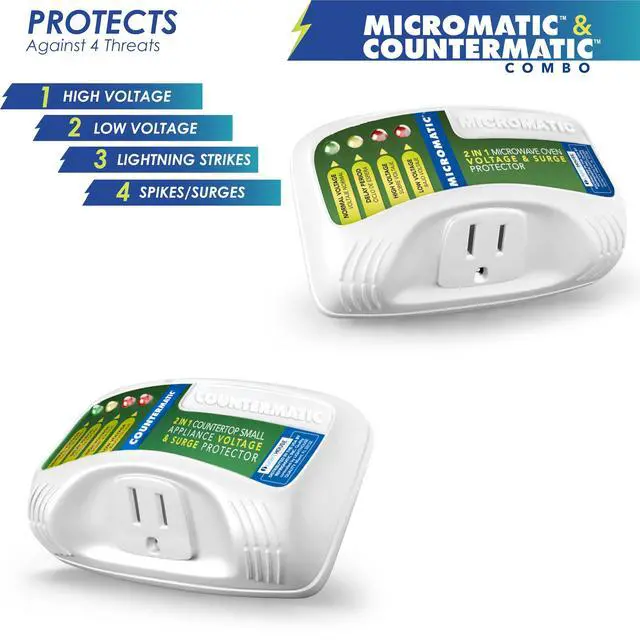 Alt view image 2 of 7 - Two Electronic Voltage & Surge Protector Combo Micromatic for Microwaves and Countermatic for Kitchen Appliances