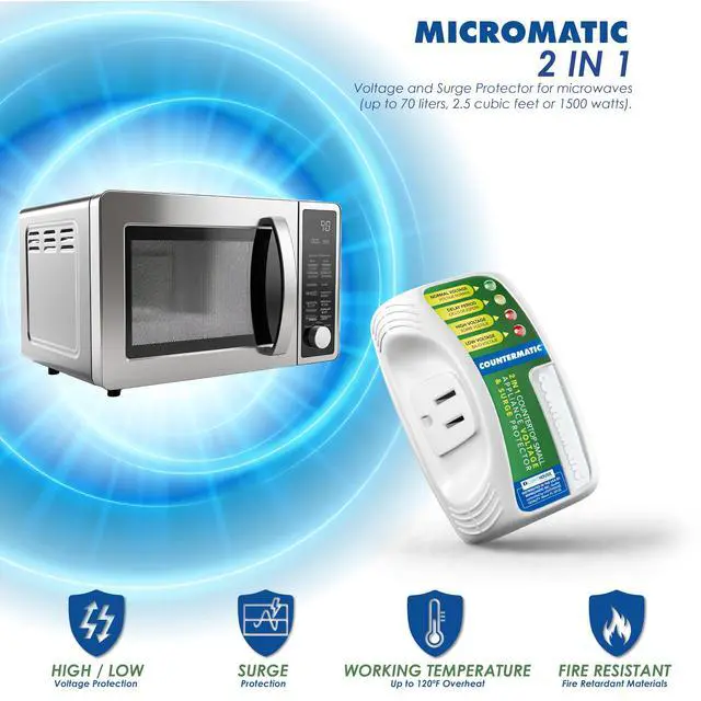 Alt view image 3 of 7 - Two Electronic Voltage & Surge Protector Combo Micromatic for Microwaves and Countermatic for Kitchen Appliances