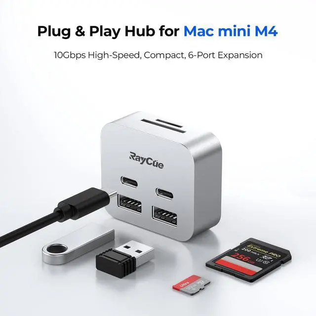 Alt view image 2 of 7 - MiniPack Expansion Dock for Mac mini M4 | 6-Port USB-C Hub with Dual 10Gbps Adapters, 2 * 10G USB-C/ 2 * 10G USB-A/SD TF 3.0 Card Reader | High-Speed Data Transfer & Multi-Device Connectivity