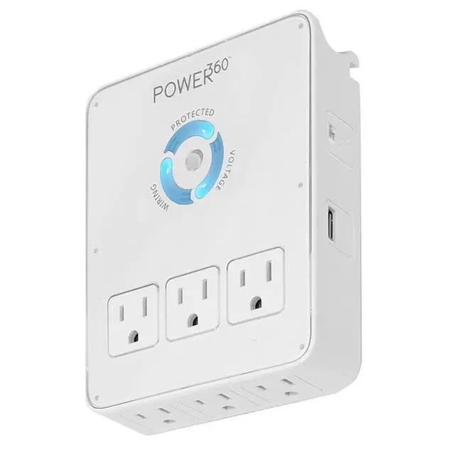 Alt view image 2 of 4 - P360 Dock 6-Outlet Wall Tap/Charging Station, White, 6.8" x 2.9" x 5"