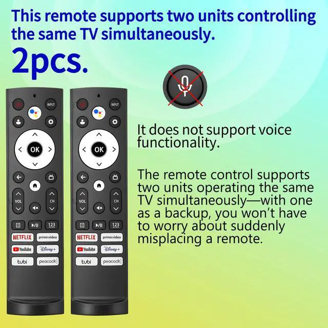 Alt view image 5 of 7 - 2PCS Replacement Remote Control for Hisense Smart Google TVfor Hisense Android/Google Smart TV Remote