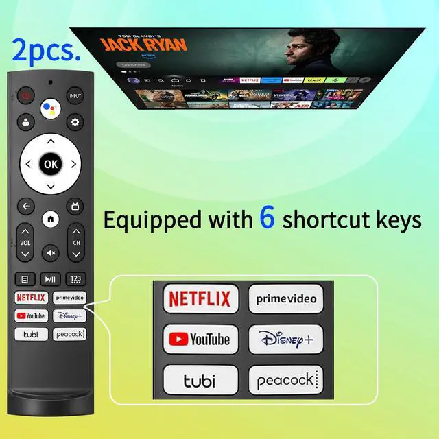 Alt view image 7 of 7 - 2PCS Replacement Remote Control for Hisense Smart Google TVfor Hisense Android/Google Smart TV Remote