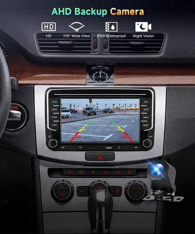 Alt view image 5 of 7 - 4G+64G Car Radio for Volkswagen VW Jetta Golf Passat Seat Skoda Stereo | Android 15 Wireless CarPlay/Android Auto 7 inch IPS Touchscreen Type-C Bluetooth GPS 5G WiFi DSP FM/RDS SWC AHD Backup Camera