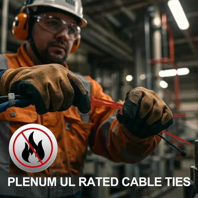 Alt view image 4 of 6 - 1000 Pack 8" Red Plenum UL Rated Cable Ties Bulk Wire Zip Ties with 50 lb Tensile Strength for Premium for HVAC & Commercial Air-Handling Use Industry Aviation Data Center