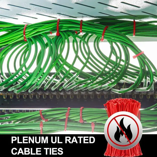 Alt view image 6 of 6 - 1000 Pack 8" Red Plenum UL Rated Cable Ties Bulk Wire Zip Ties with 50 lb Tensile Strength for Premium for HVAC & Commercial Air-Handling Use Industry Aviation Data Center