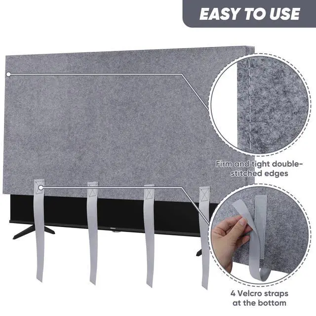 Alt view image 3 of 7 - TV Cover for Moving & Packing 60"-65" Felt Flat Screens TV Wrap Protector | Anti-Scratch TV Dust Cover for TV Packing Boxes Protection TV Moving Home Renovation Pet Scratch or Other Furniture, Straps