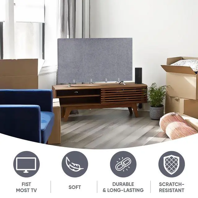 Alt view image 6 of 7 - TV Cover for Moving & Packing 60"-65" Felt Flat Screens TV Wrap Protector | Anti-Scratch TV Dust Cover for TV Packing Boxes Protection TV Moving Home Renovation Pet Scratch or Other Furniture, Straps