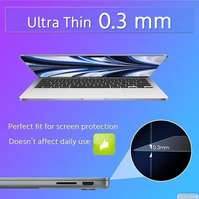 Alt view image 3 of 7 - 2 Pack Tempered Glass Screen Protector for 2026 New Macbook Neo 13 inch with A18 Pro Chip A3404 Laptop 9H Hardness No bubbles Anti Fingerprint