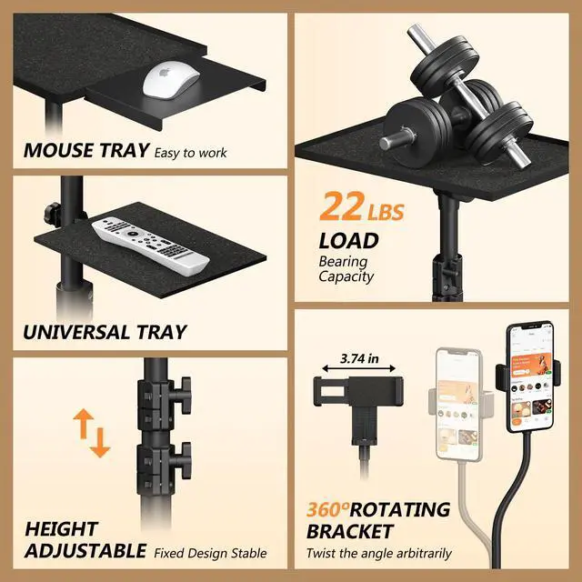 Alt view image 5 of 7 - Projector Stand Tripod on Wheels, Adjustable Height 31-56 Inches, Laptop Tripod Stand Rolling, Heavy Duty Projector Tripod Metal Construction, Multifunctional for Office & Home (31-56 Inches)