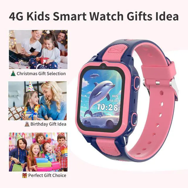 Alt view image 6 of 7 - 4G Kids Smart Watches Girls with GPS Tracker & Phone Call, GPS Smartwatch for Kids Age 5-12 with SOS Calling, HD Camera Video Call Voice Chat Alarm Clock Pedometer Touchscreen (Pink)