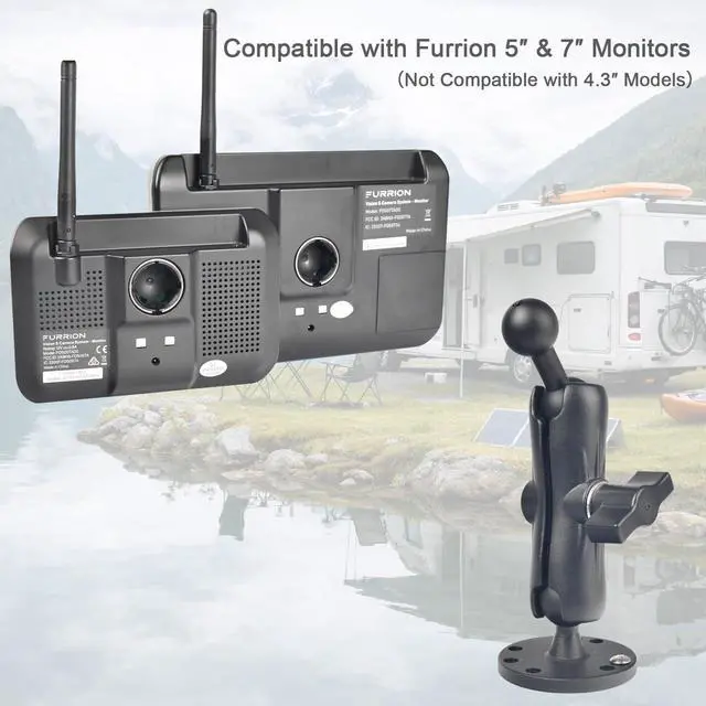 Alt view image 3 of 7 - for Furrion 5 & 7 Camera Monitor Mount, Aluminum Alloy Adjustable Ball Joint Bracket with Fixed Screw Base for RV Backup Systems