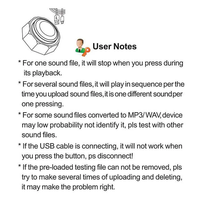 Alt view image 7 of 7 - USB Sound Button - Make Your Own Button by Uploading Audio Files - Support 100+ Recordings - Top Recordable Quality Playback (USB Cable Included)