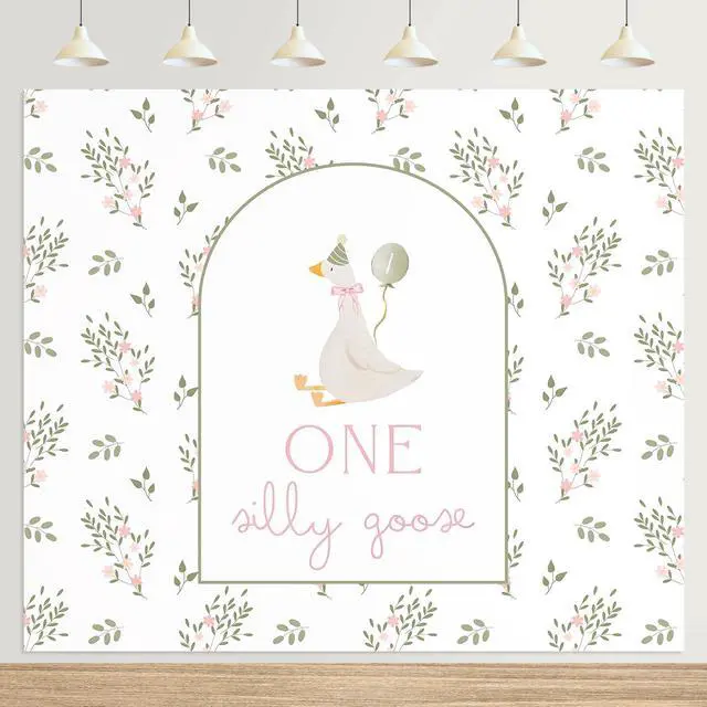 Main image of One Silly Goose Backdrop Banner 6.5 x 5 ft 1st Birthday Party Decorations One Silly Goose Background Prop for Baby Shower & 1st Birthday Party Decorations
