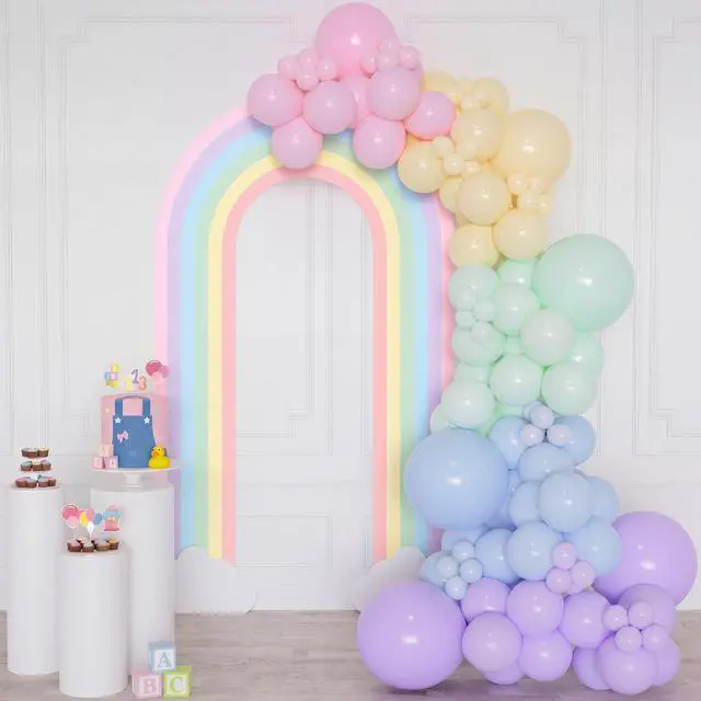 Alt view image 5 of 7 - Pastel 6ft Rainbow Arch Backdrop Stand Music Teacher Themed Party Decor Birthday Party Cutouts with Stakes Back to School Decorations for Prek Classroom Baby Shower Supplies
